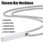 Fiusem Pendant Necklace for Men, Silver Tone/14k Gold Plated/Black Mens Pendant Necklaces with 2.5 mm Box Chain, Stainless Steel Bar Chain, 18-28 Inches - color: silver, size: 18 Inches, style: Pierced Rectangle