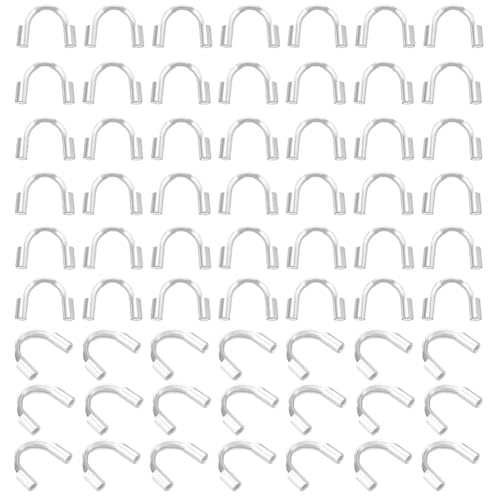 PH PandaHall 120pcs Wire Guardians for Jewelry Making Stainless Steel Wire Guard Thread Protector, 6.3~7mm Silver Plated U Shape Loops for Necklace Clasp Earring Bracelet Wedding Decoration