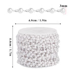 33 Feet Silver Pearl Beads Chains Roll, 3mm Faux Pearls Beaded Silver Plated Brass Cable Link Chain Spool Bulk for Jewelry Making DIY Craft - color: 3.0MM Silver Color