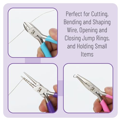 Mr. Pen- Pliers for Jewelry Making, 3 Pack, Chain Nose, Round Nose Pliers Set and Wire Cutter for Beading, Wire Wrapping, Jump Rings, Jewelry Repair, Crafting, DIY - color: Candy Colors