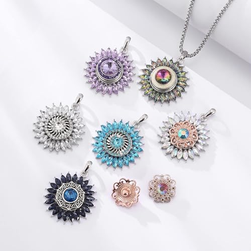 10PCs Mixed Style Rhinestones Snaps Jewelry Charms Buttons 18/20mm for Interchangeable Snaps Jewelry Making Women DIY Button Bracelets Necklaces Rings Brooch Accessories (Black) - color: Black