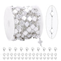KYUNHOO 13 Feet Stainless Steel Silver Jewelry Making Chains Clover Leaf Shaped Faux Pearl Chain Roll with Jewelry Clasps for Handcraft DIY - color: Clover Silver