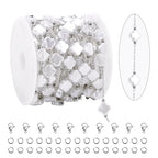 KYUNHOO 13 Feet Stainless Steel Silver Jewelry Making Chains Clover Leaf Shaped Faux Pearl Chain Roll with Jewelry Clasps for Handcraft DIY - color: Clover Silver