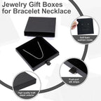 4 Pcs Jewelry Gift Box, 3.5×3.5x0.7Inch Cardboard Jewelry Boxes, Fancy Necklace Bracelet Earring Drawer Organizer Box, Kraft Empty Jewellery Boxes for Necklace Ring Earring Display Box(Black) - color: Black