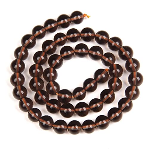 Natural Stone 8mm Smoky Quartz Smooth Round Loose Beads Energy Gemstone DIY for Jewelry Making Bracelet Necklace 1 Strand 15" - color: Smoky Quartz, size: 8mm