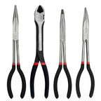 4-Piece 11" Extra Long Needle Nose Pliers Set with Insulated Comfort Grip, Straight Long Reach, 45/90°Bent Nose & Diagonal Pliers for Bending, Shaping & Trimming in Narrow Spaces - size: 4Pcs-Straight/45/90