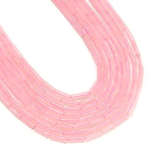 29 Pcs 4x13mm Natural Light Pink Rose Quartz Crystals Bead Cylinder Column Tube Spacer Beads for Jewelry Making Bracelets Crafts - color: Rose Quartz, size: 4x13mm