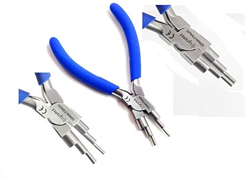 Cynamed German Stainless- 6 in 1 Bail Making Pliers Wire Looping Forming Pliers with Non-Slip Comfort Grip Handle for 2mm to 9mm Loops and Jump Rings-Heavy Duty