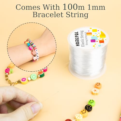 Homepal 1mm Elastic String for Bracelets, Clear Elastic String Elastic Cord for Jewelry Making, Crystal Jewelry String for Bracelets, Necklaces, Beading and Crafts 100m/roll