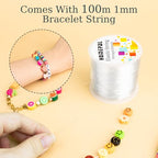 Homepal 1mm Elastic String for Bracelets, Clear Elastic String Elastic Cord for Jewelry Making, Crystal Jewelry String for Bracelets, Necklaces, Beading and Crafts 100m/roll