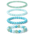 Vinswet 4pcs Beaded Bracelets for Women,Natural Healing Crystal Gemstones Bracelet,Anxiety Stress Relief Bracelet Handmade purple Jewelry Gifts for Women - color: Green Aventurine&Amazonite&Green Turquoise