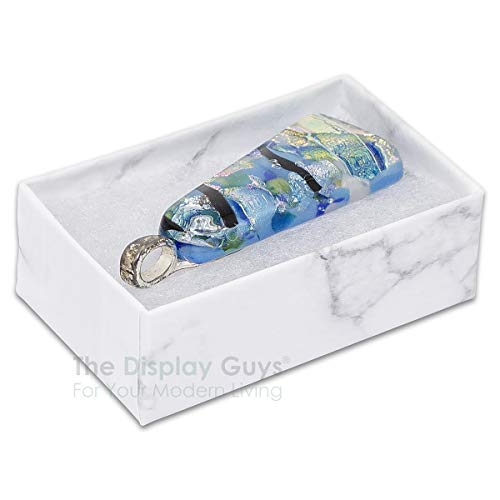 TheDisplayGuys - 100-Pack #21 Cotton Filled Cardboard Paper Jewelry Boxes Gift Case - Marble White (2.6" x 1.6" x 1.0") - for Shipping or Storage - size: 1 Count (Pack of 100), style: 2.6" x 1.6" x 1.0" (#21)