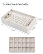 Stackable Jewelry Organizer Trays with Removable Dividers, 2-Tray Beige Jewelry Drawer Organizer Set for Earrings, Necklaces, Rings & Bracelets Gift for Her - size: 2 Layers