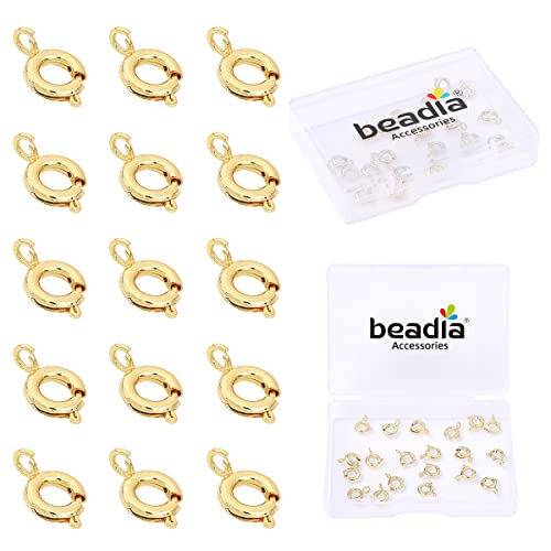 BEADIA 14K Gold Plated Spring Clasps Non Tarnish 6mm 20pcs for Jewelry Making Findings - color: Spring Clasps 14K Gold, size: 6mm