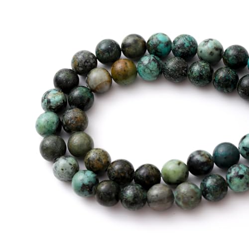6mm 60pcs DIY Natural African Turquoise Stone Beads Round Healing Crystal Gemstone Loose Beads for Jewelry Making Handmade Bracelet Necklace - color: African Turquoise, size: 6mm