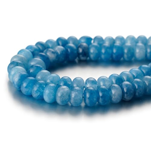5x8mm Natural Beads Rondelle Spacer Loose Beads for Jewelry Making DIY Crafts Design Handcraft Making 1 Strand 15.5"(Blue Aquamarine) - color: Blue Aquamarine