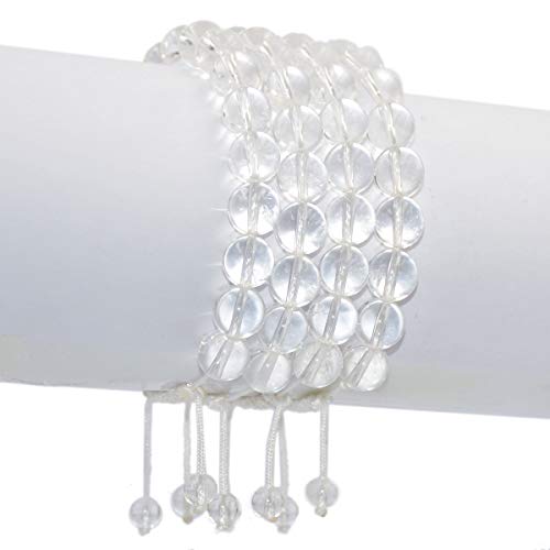 AD Beads Natural 10mm Gemstone Bracelets Healing Power Crystal Macrame Adjustable 7-9 Inch - color: Clear Crystal