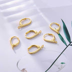 6Pcs Gold Leverback Earring Hooks, Hypoallergenic 14K Goldplated Dangle Ear Hooks French Hoop with Zirconia, 925 Sterling Silver Findings Earring Leverback Hook Making Replacement Supplies Set - color: 6PCS_Gold