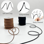 LUSTEMBER Leather String, Faux Leather Cord, Flat Suede Leather Lace for Necklaces, Bracelets, Jewelry Making, Tassels, Dream Catchers and Art Crafts - size: Black