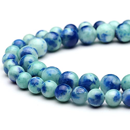 Youngbling Natural Jade Beads for Jewelry Making,6mm Blue Point Jade Polished Round Smooth Stone,Genuine Real Stone Beads for Bracelet Necklace 15 Inch(Blue Point Jade,6mm) - color: Blue Point Jade, size: 6mm