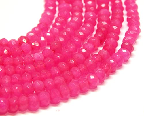 Perlin Agate & Jasper Gemstone Strand Beads 4 mm Rondelle 110 Pieces Jewellery Beads Semi-Precious Stone for Jewellery Necklace Bracelet Earrings (Pink Agate) - color: pink agate