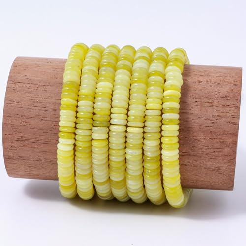Natural Lemon Jade Disk Stone Spacer Beads 6x2mm 38cm/str Flat Rondelle Loose Semi Gemstone Caps for Making Bracelets Necklace - color: Lemon Jade