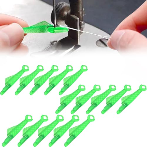 Fish Mouth Sewing Machine Needle Threader, 2024 Upgrade Quick Sewing Machine Loop Easy Selfthread Needle Threaders Tool, Automatic Sewing Needle Threader Simple Needle Threader (Green*15) - color: Green*15