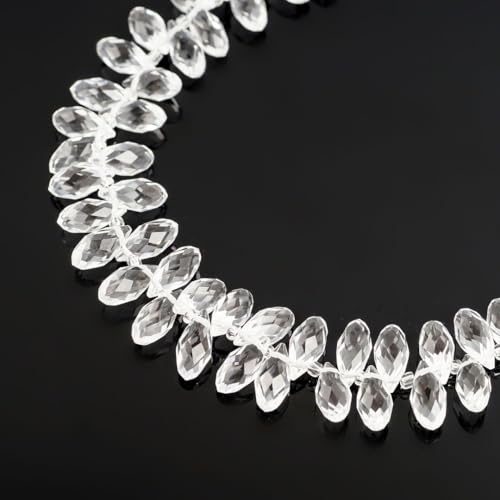 200pcs Czech 12mm Faceted Teardrop Briolette Crystal Glass Loose Beads Pendant Drop Spacer Bulk Crystal Clear for DIY Jewelry Making CCT2-1 - color: Crystal clear, size: 12x6mm - 200pcs