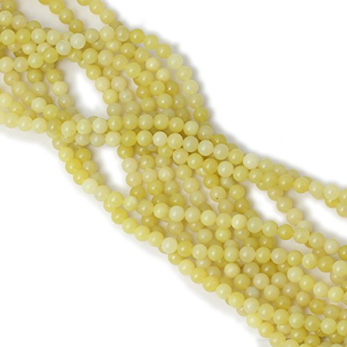 60PCS 6mm Natural Yellow Lemon Jade Gemstone Round Loose Beads for Jewelry Making DIY Findings 1 Strand 15" - color: Lemon jade, size: 6mm