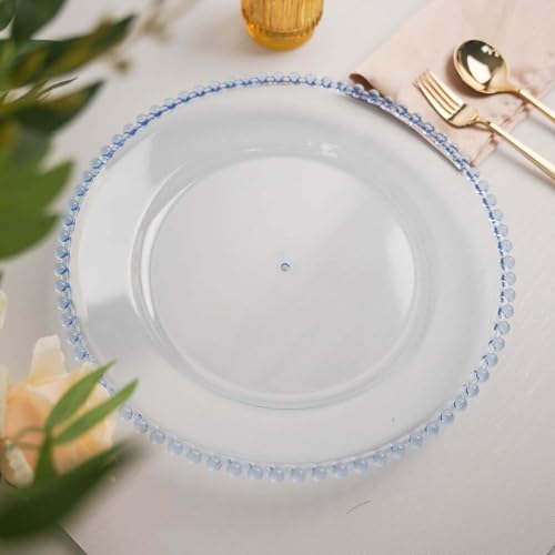 13" Charger Plates - Set of 12 - Blue Round Acrylic Disposable Chargers with Beaded Rim, Ideal for Dinner Party Wedding Bulk Events - color: Blue, size: 13" Charger Plate, 12 Pack