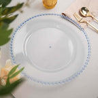 13" Charger Plates - Set of 24 - Blue Round Acrylic Disposable Chargers with Beaded Rim, Ideal for Dinner Party Wedding Bulk Events - color: Blue, size: 13" Charger Plate, 24 Pack