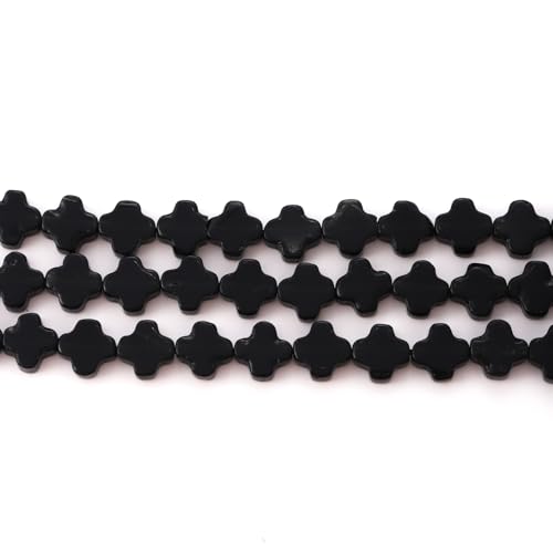 8mm Natural Black Agate Gemstone Faceted Clovers Beads Four-Leaf Spacer Loose Beads for DIY Jewelry Making Beads - color: Black Agate