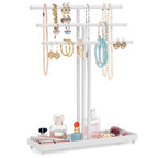 AUTODECO Jewelry Organizer Stand 3 Tier Tabletop Bracelet Rings Watches Necklace Display with Tray Great for Women White - color: Xy011-white