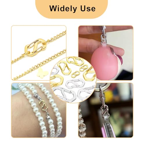 Double Opening Lobster Clasp,Gold Bracelet Clasp Charm Clasp,Necklace Connectors for Multiple Necklaces - 10 Pack (Small &Large) - size: Gold