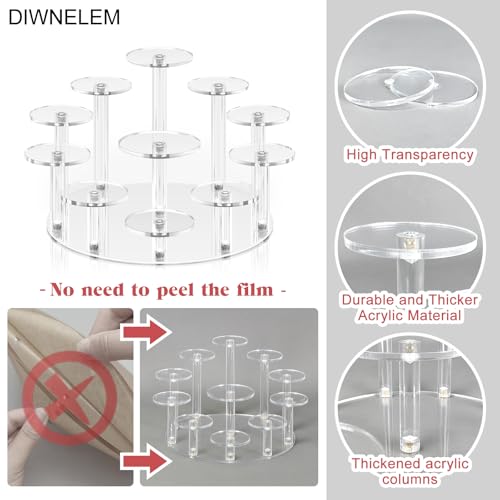 Round Acrylic Jewelry Stand Acrylic Display Riser Stands Dessert Tower Display Tower for Watch,Jewelry,Rings,Earrings,Mini Figurines,Cupcakes(Clear,11Tier) - size: Clear-11 Tier