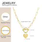 Carffordo Gold Plated Necklaces for Women - Dainty Layered 14K Gold Plated Stack Paperclip Rope Cuban Toggle Link Chain Choker Necklace Set Chunky Trendy Jewelry Gift - style: OT-Heart
