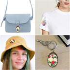 ZOCONE 3 Packs Embroidery Necklace Kit, Embroidery Pendant Kits Mini Cross Stitch Kit with Hoop, Necklace, Pendant, Beads, Stamped Pattern Cloth, Instructions, etc., Embroidery Kits for Adults - color: Gold Beads-G