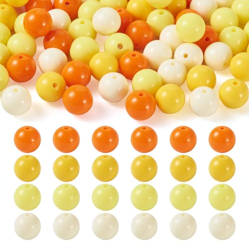 100 Pcs 11.5-12mm Bubblegum Beads Opaque Acrylic Chunky Loose Spacer Round Focal Beads for Jewelry Making Bracelet Necklace Keychain Craft Art Making,Hole:1.8mm,Yellow - color: Yellow