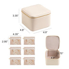 Frebeauty Small Travel Jewelry Box with 6 Pouch Bags, Portable Mini Jewelry Storage, 3.35 x 4.9 x 4.8 Inches, Gift Idea for Women Girls (Beige) - color: Beige