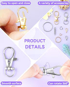 990PCS FIVEIZERO Keychain Making Kit - Keychain kit with Key Ring, Key Chain Clip, Lobster Claw Clasps, Swivel Snap Hook, Jumprings & Extender Chain for Crafts, DIY Projects and Jewelry Making - color: mix