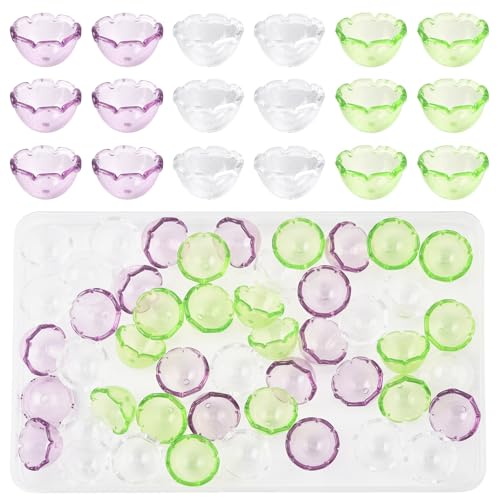 50Pcs Flower Acrylic Beads Caps for Jewelry Making Mixed Colored Transparent Large Hole Spacer Beads Bulk for Bracelet Earring Necklace DIY Craft Gift - color: 3 Colors Flowers- 50 pcs