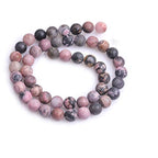 8mm Natural Stone Black Rhodonite Frosted Matte Unpolished Round Beads for Jewelry Making Strand 15 inch - color: Black Rhodonite, size: 8mm