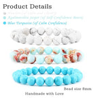 2/3-Pieces 4mm 6mm 8mm Natural Crystal Gemstone – Handmade Reiki Energy Healing Stretch Bracelets Jewelry for Yoga, Meditation, Unisex - color: 3 Pieces (AgalmatoliteJasper&BlueTurquoise&Howlite), size: 8mm