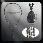 Long Necklaces for Women Boho, Oval Waterdrop Turquoise Pendant, Natural Stone Beaded, Handmade,Vintage & Elegance, Boho Fashion Charm Beaded Necklace for Women - style: O-OvalLavaRockPendant