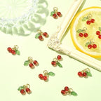 Ipotkitt 30 Pcs Red Cherry Charms Glass & Acrylic Beaded Charms Mini Cute Fruit Bead Charms for Earrings Bracelets Necklaces Jewelry Making DIY Crafts - color: 30pcs-Cherry Charms-10x15x6mm