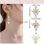 Beebeecraft 10Pcs Flower Connectors Charms K9 Glass Crystal Floral Pendant Links with Double Loops for Bracelet Earring Necklace Jewelry Making
