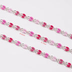 YOUBEIYEE 6.5 Feet Colorful Rose Pink Enamel Chain for Jewelry Making Oil Drip Link Chains Silver Plated Jewelry Chain Roll with Jewelry Findings - color: Rose Pink Silver