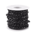 Craftdady 16.4 Feet Aluminum Curb Chain Link Black Twisted Cable Cross Chain Unwelded 12x7mm with Spool for Bracelet Necklace Tassel Earring Jewelry Making - color: Black, 12x7mm