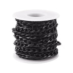 Craftdady 16.4 Feet Aluminum Curb Chain Link Black Twisted Cable Cross Chain Unwelded 12x7mm with Spool for Bracelet Necklace Tassel Earring Jewelry Making - color: Black, 12x7mm