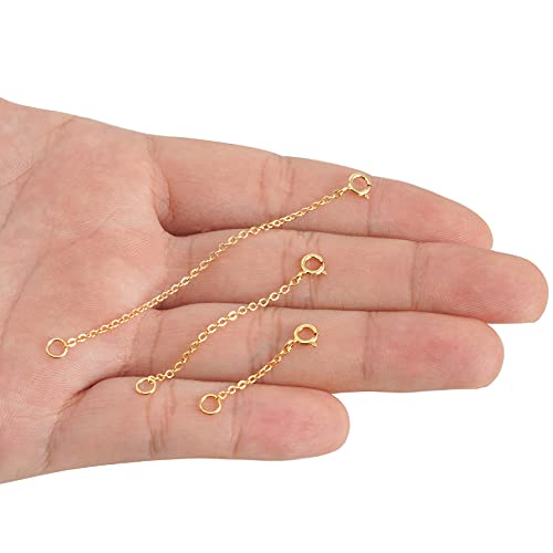 Gold Necklace Extenders 14k Extender Chain 925 Sterling Silver Extension Bracelet Chain Extenders for Necklaces 3 Pcs (1 2 3 Inch)(Gold) - color: Gold, size: 1 2 3 Inch